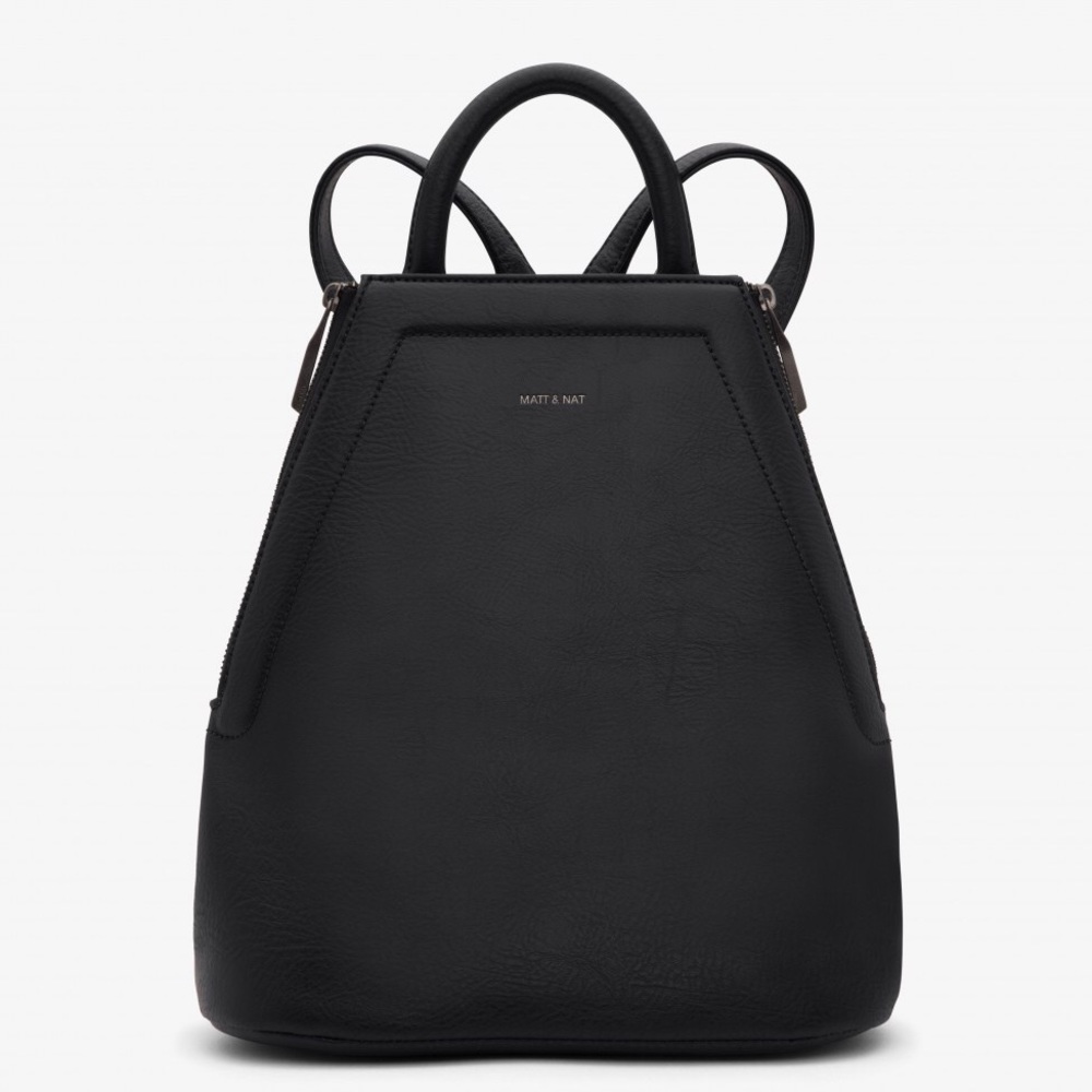 Matt & Nat black vegan leather backpack.
